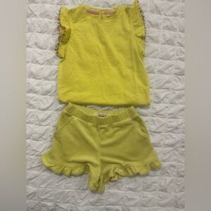 Mini Boden Yellow Ruffle Hem Shorts Set .  Shorts - NWT , Shirt - Gently Used